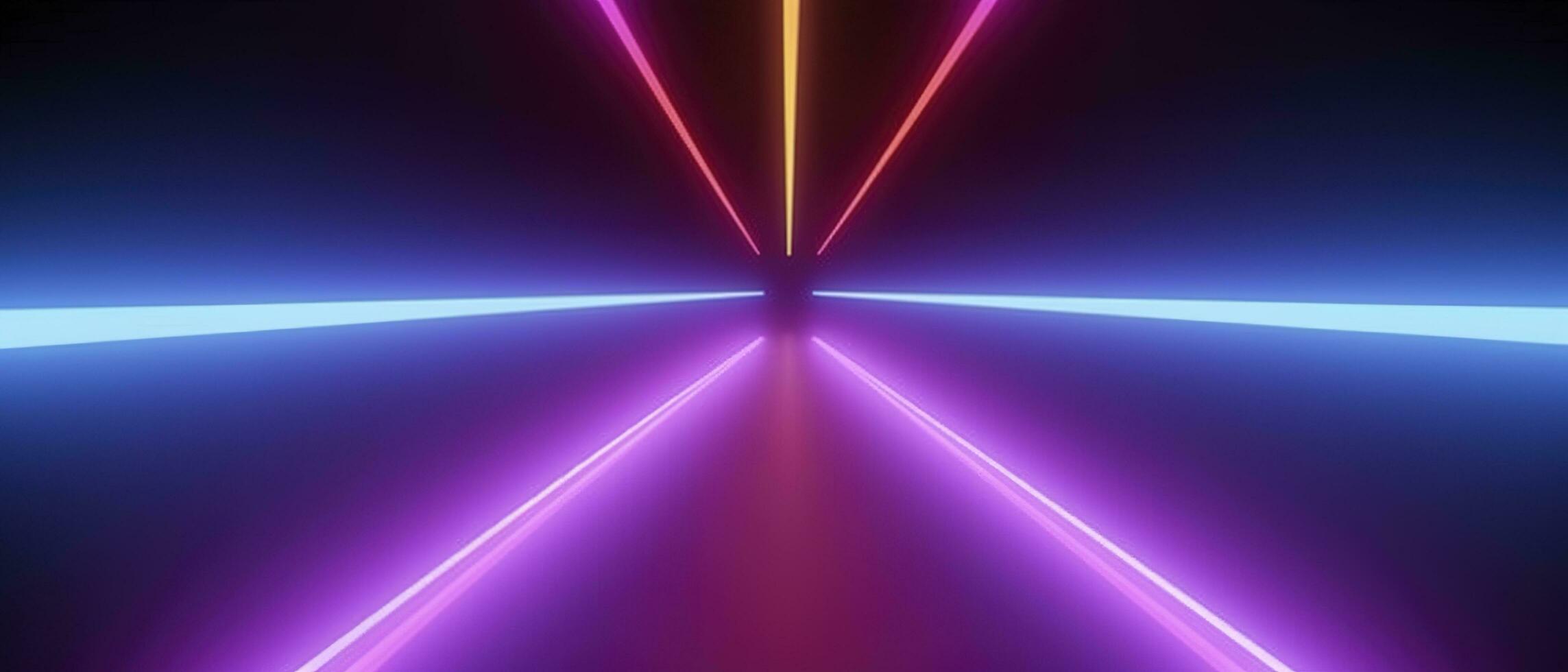 3d rendering, rounded pink blue neon lines, glowing in the dark. Abstract minimalist geometric background. Ultraviolet spectrum. Cyber space. Futuristic wallpaper, generate ai photo