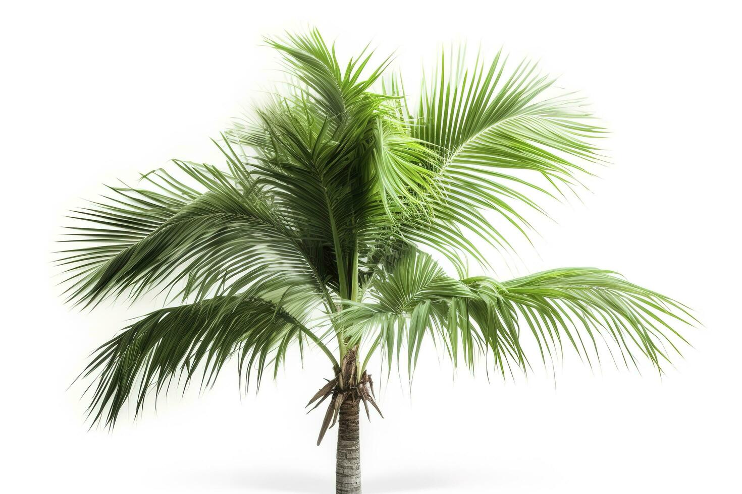 green palm tree isolated on white background , generate ai photo