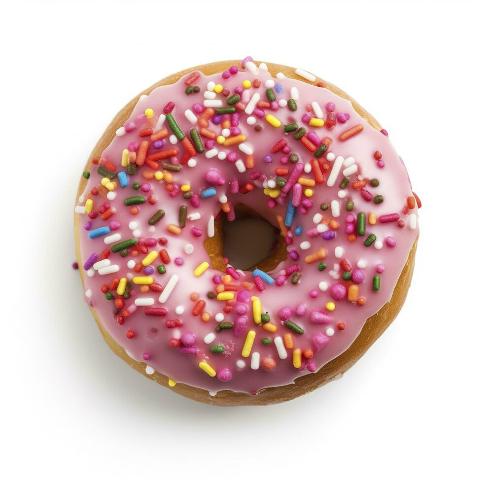 Chocolate Donut with Sprinkles on White, generate ai photo