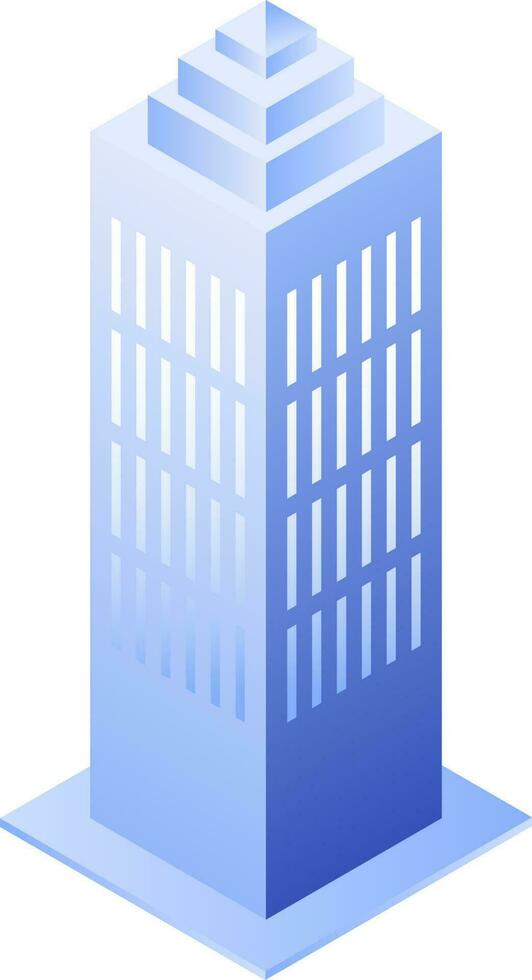 blue building isometric object vector