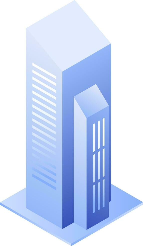 azul edificio isométrica objeto vector
