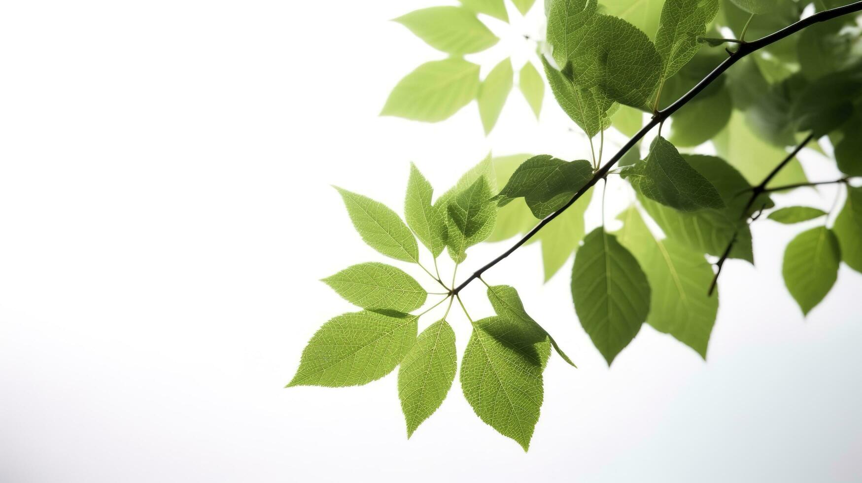 Green tree leaves and branches isolated on white background, generate ai photo