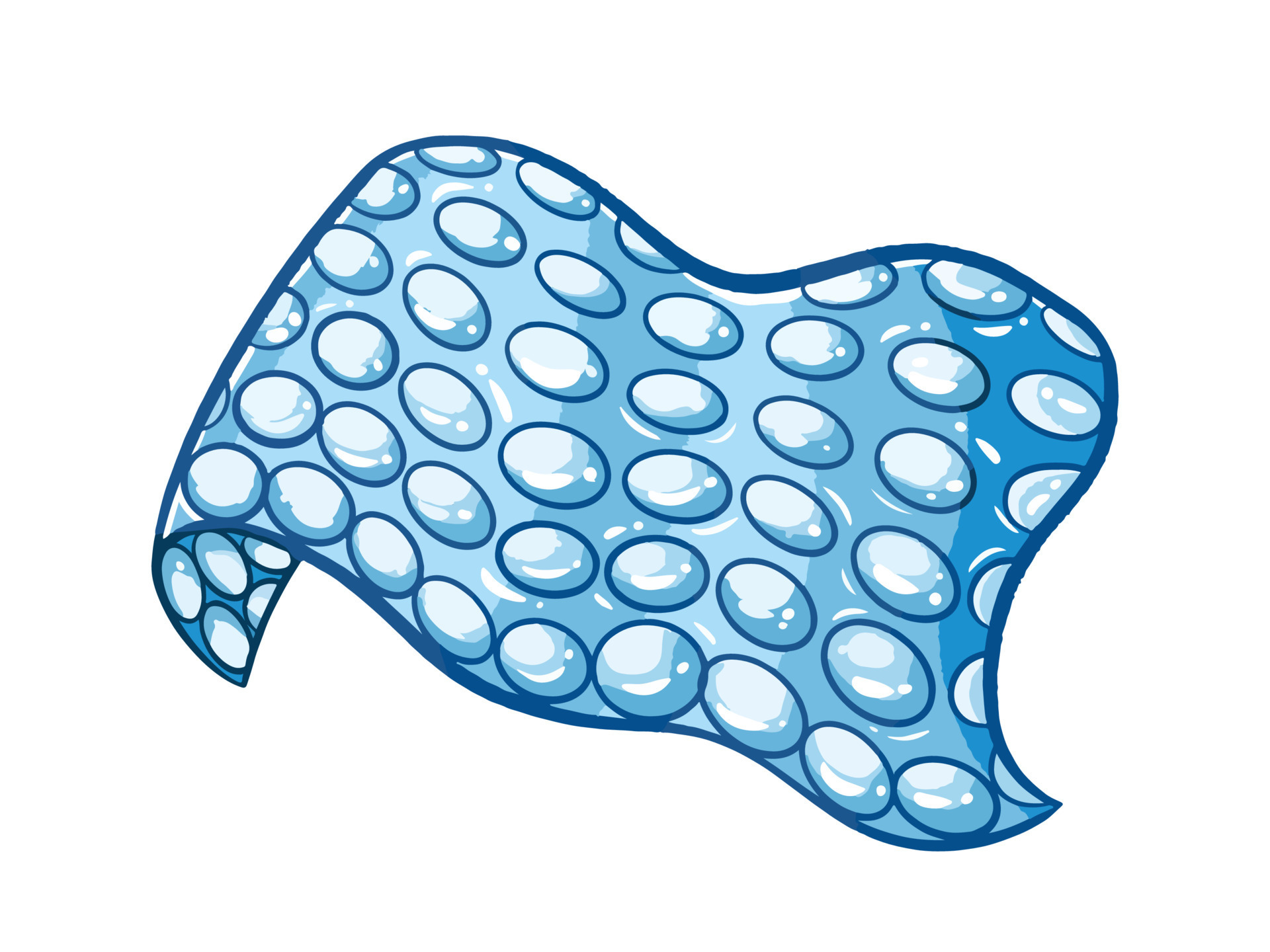 Bubble wrap cartoon and outlined vector illustration isolated on
