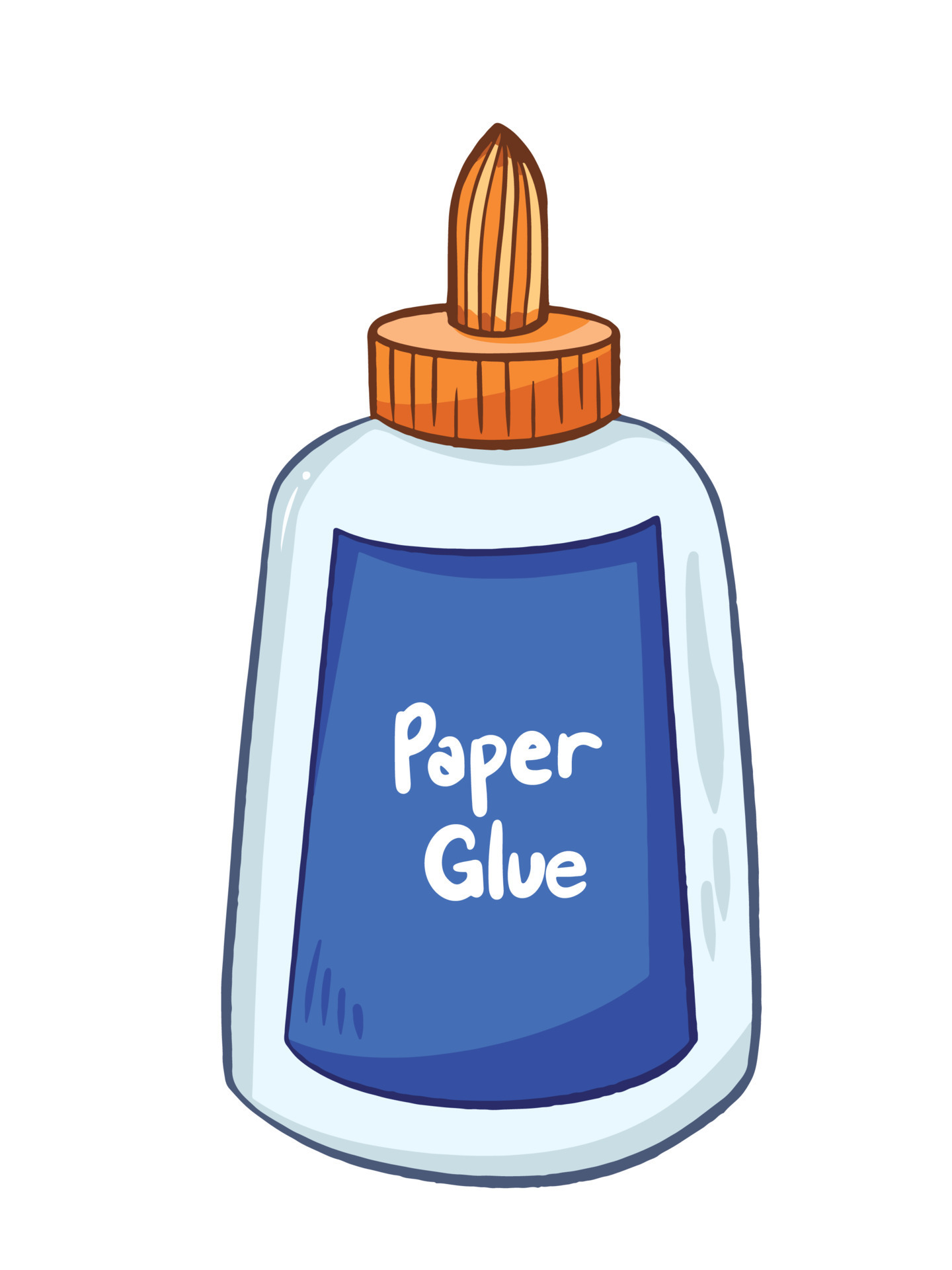 Paper glue with white, orange, and blue colors vector illustration bottle  isolated on vertical white background. Simple flat outlined cartoon art  styled drawing. 24444486 Vector Art at Vecteezy