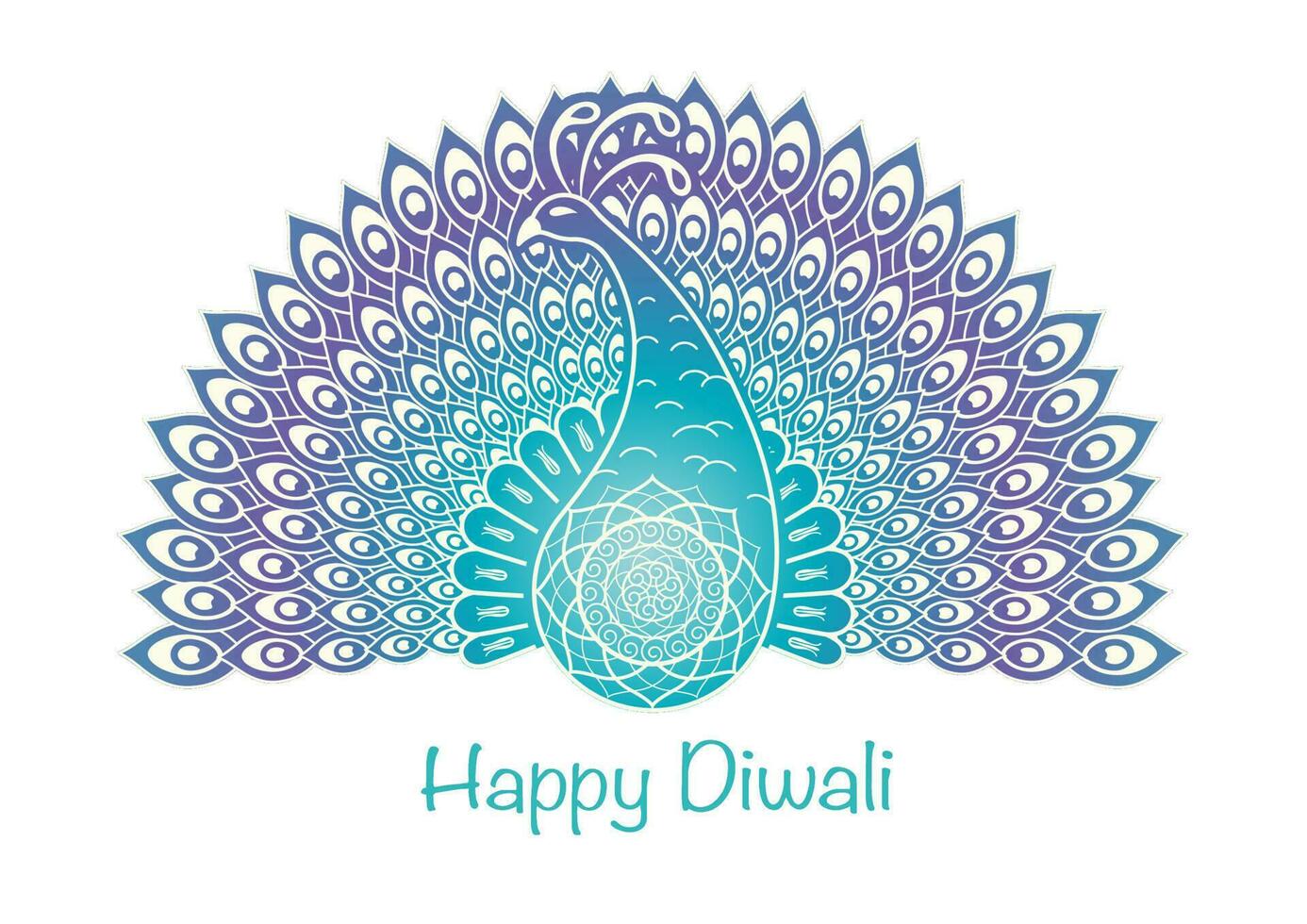 Happy Diwali Peacock Vector Symbol Illustration Isolated On A White Background.