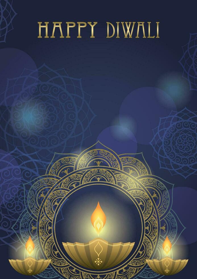 Happy Diwali Vector Background Illustration With Text Space.