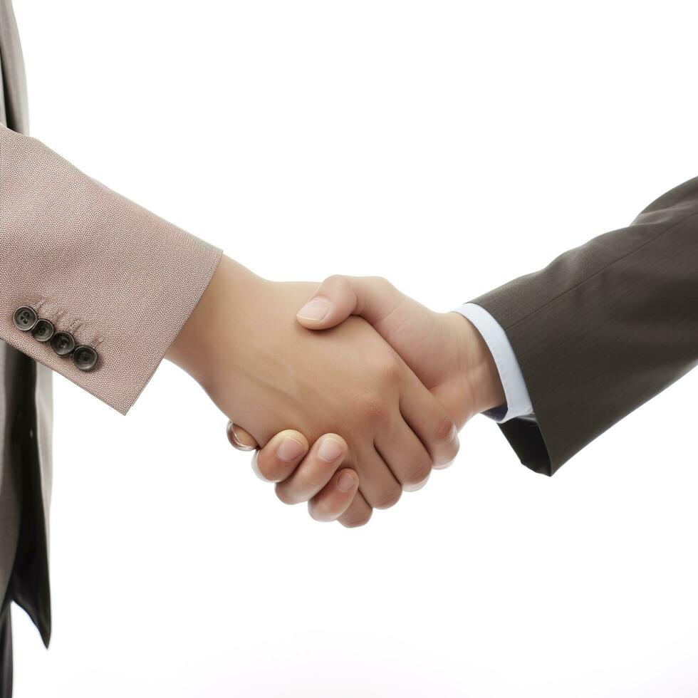 Handshake isolated on white background, generate ai photo