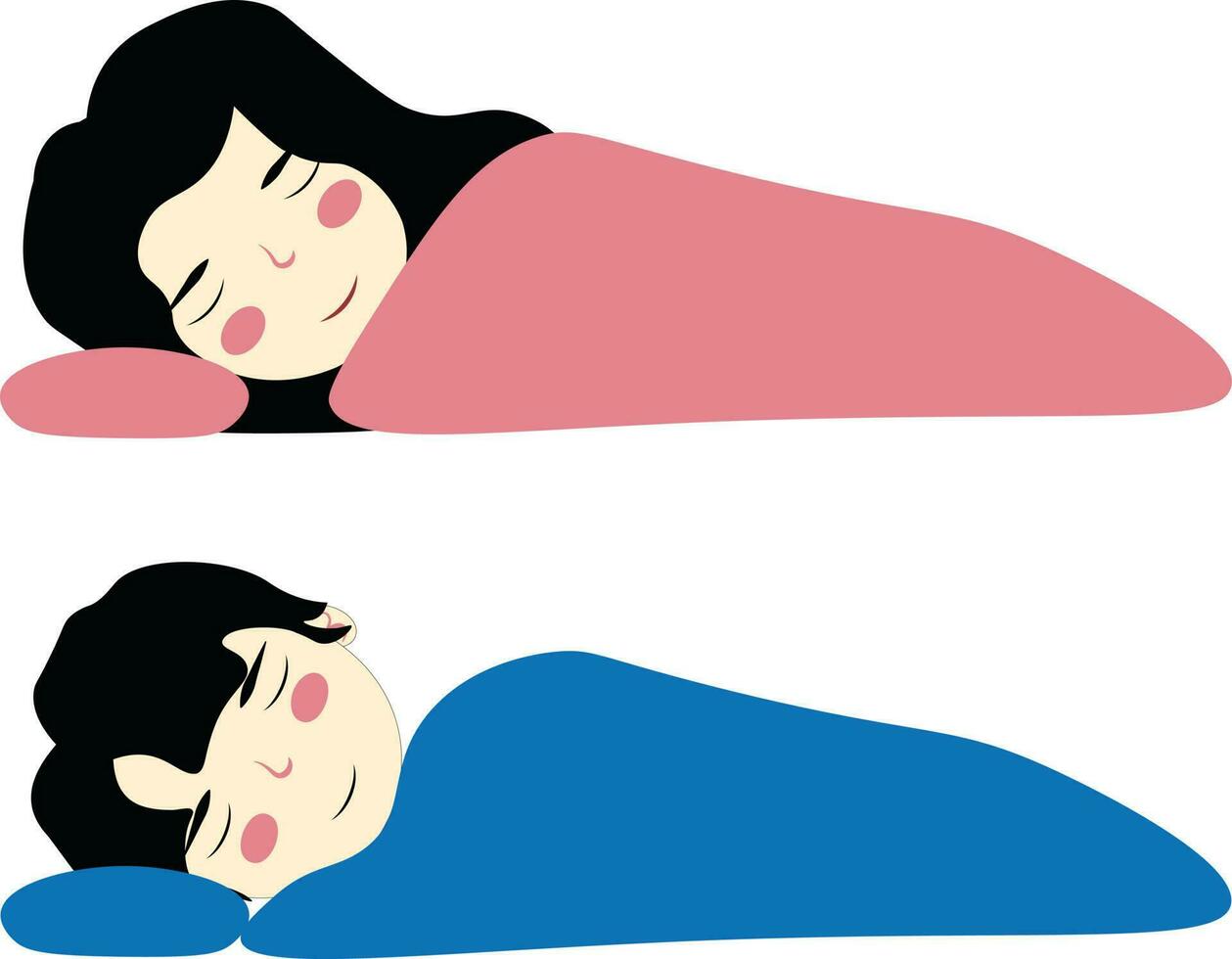 ilustración de un Pareja dormido juntos. vector ilustración en plano estilo.