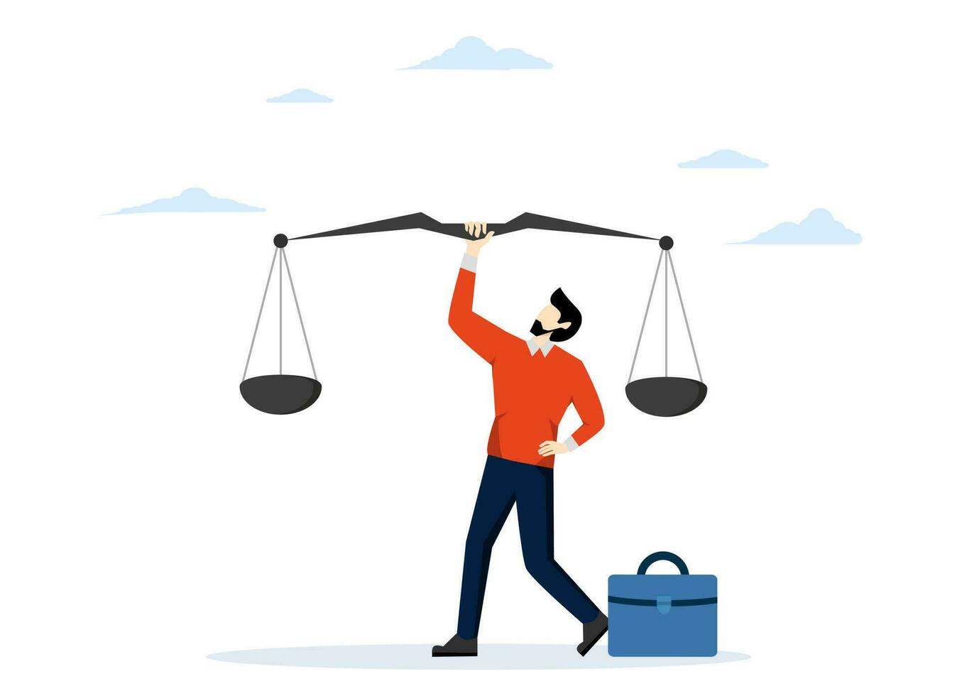 Principles and business ethics to do the right thing, balance and fairness for leadership, social responsibility or integrity to earn trust, confident leader holding balance ethics scale. vector