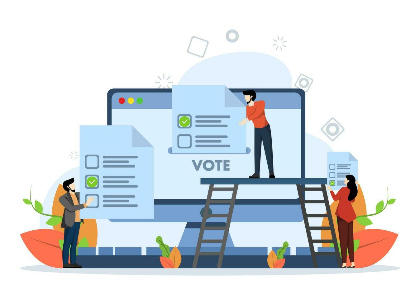 Election Voter Concept, Showing people bringing vote result in general election to election box, Suitable for landing page, UI, web, app intro card, editorial, flyer. Vector illustration.