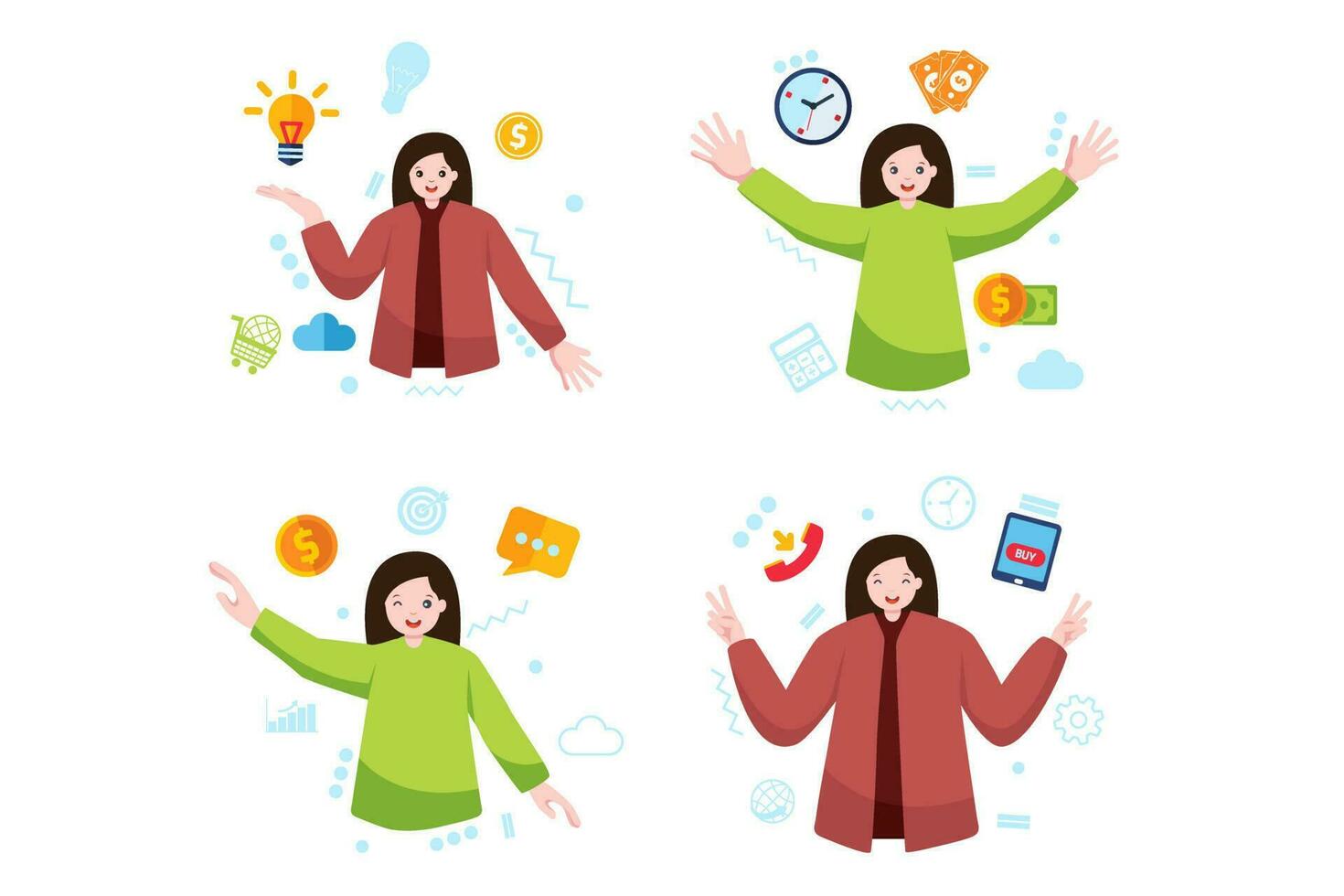 Digital Marketing Character Illustration Set vector
