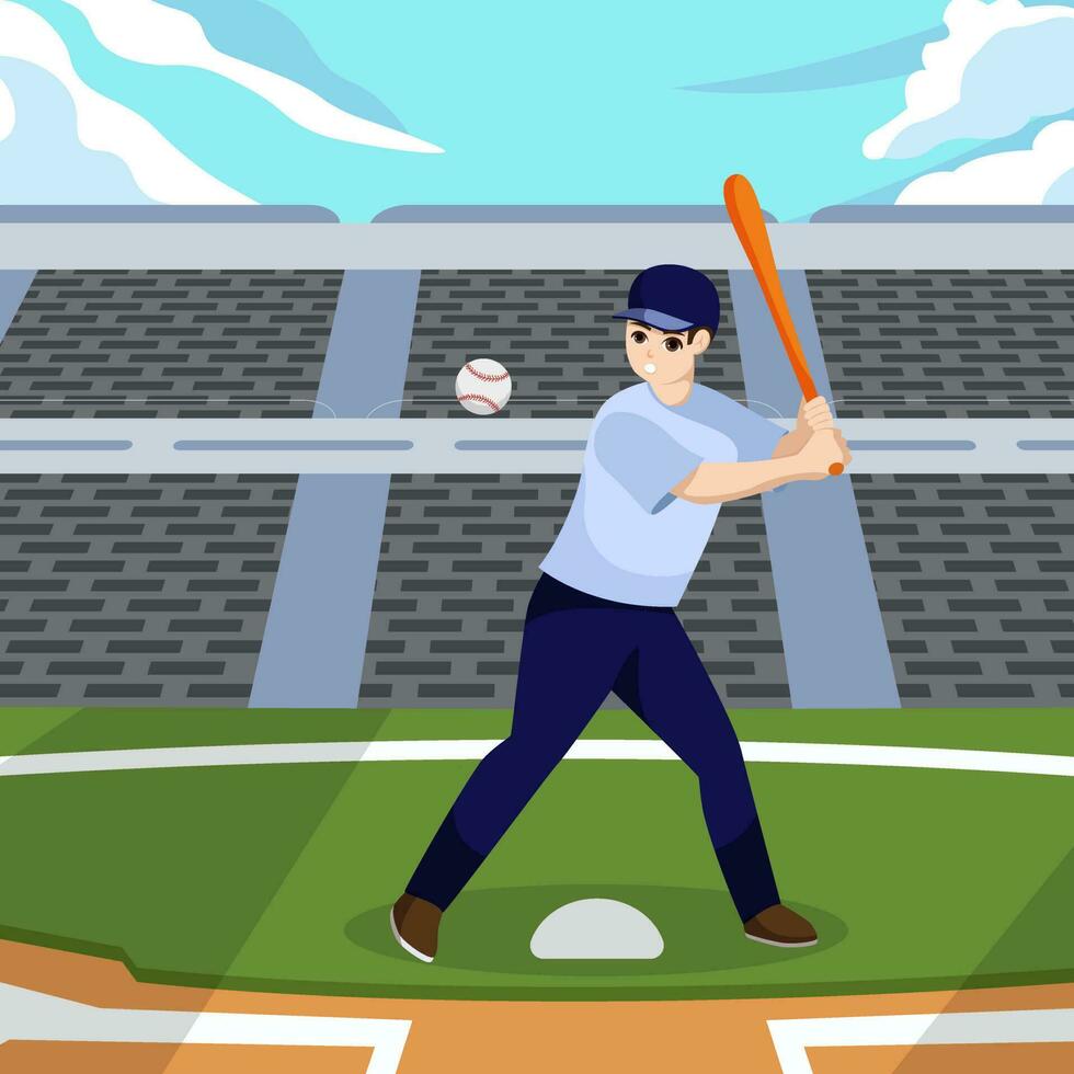 béisbol juego deporte plano ilustración vector