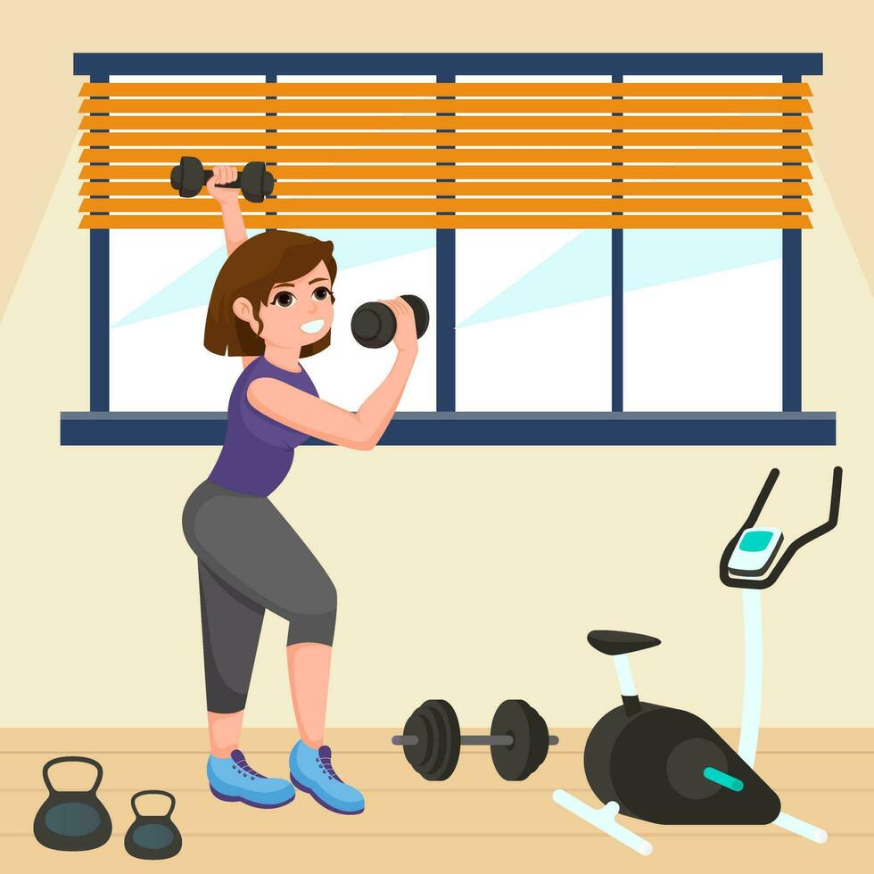 rutina de ejercicio gimnasio plano ilustración diseño vector