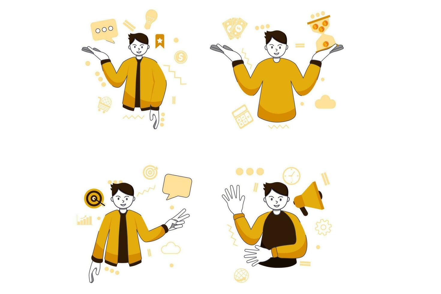 Digital Marketing Character Illustration Set vector