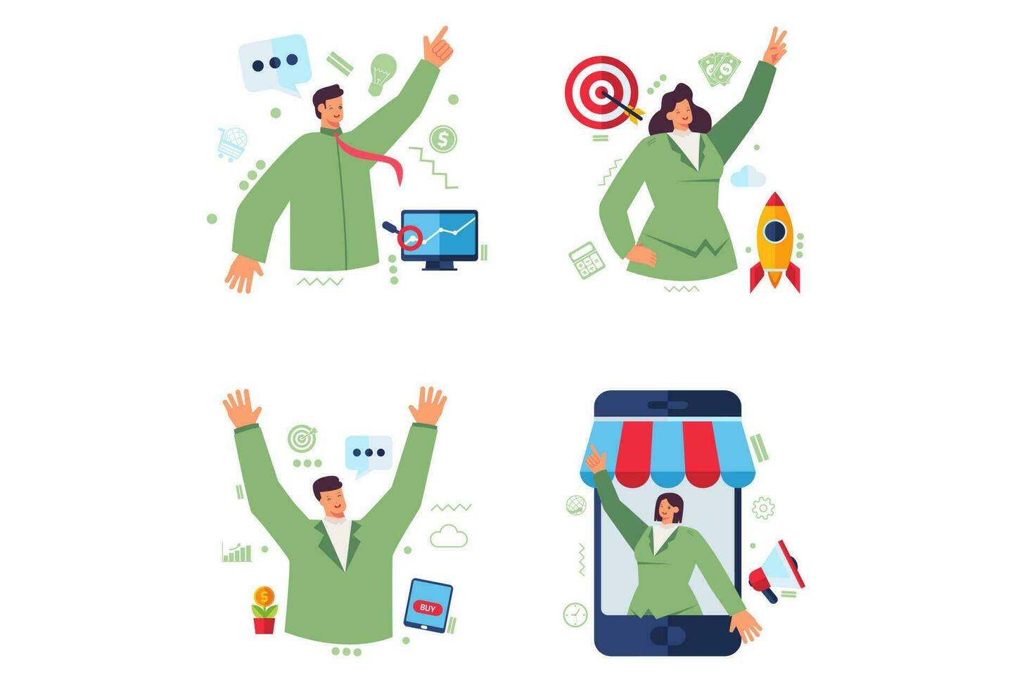 Digital Marketing Character Illustration Set 24444921 Vector Art at