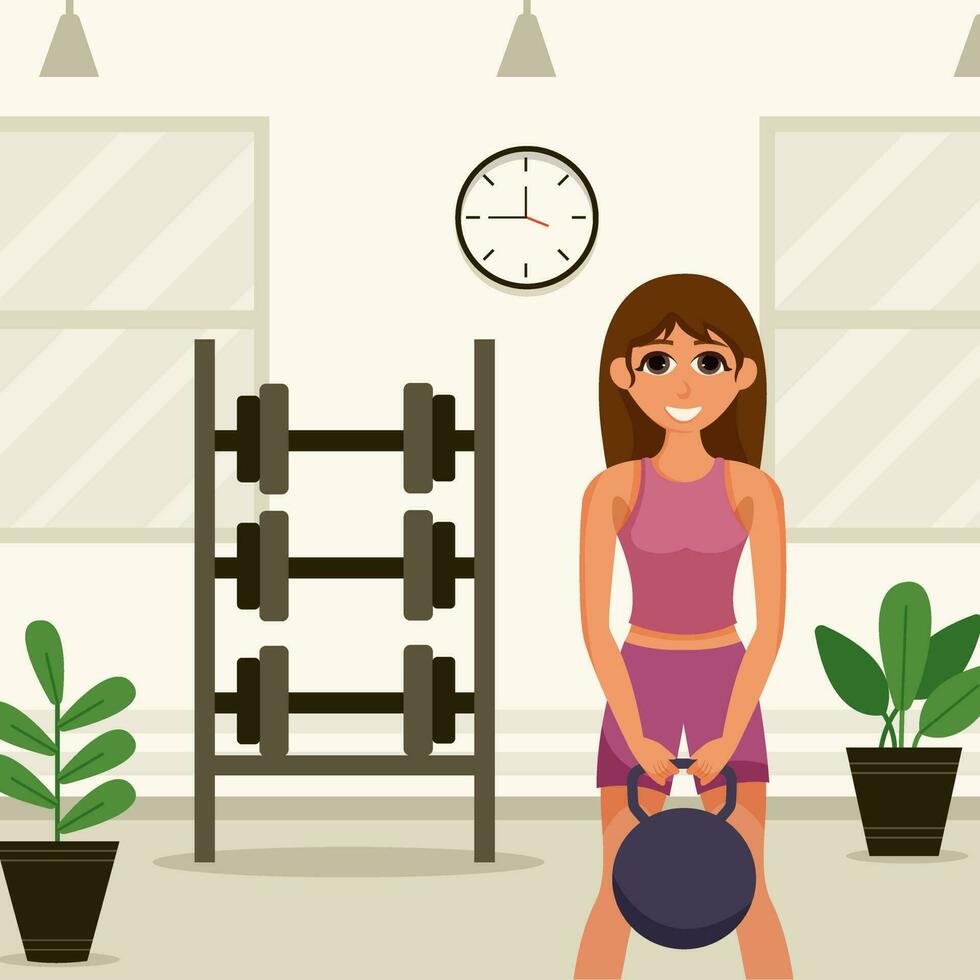 rutina de ejercicio gimnasio plano diseño ilustración vector