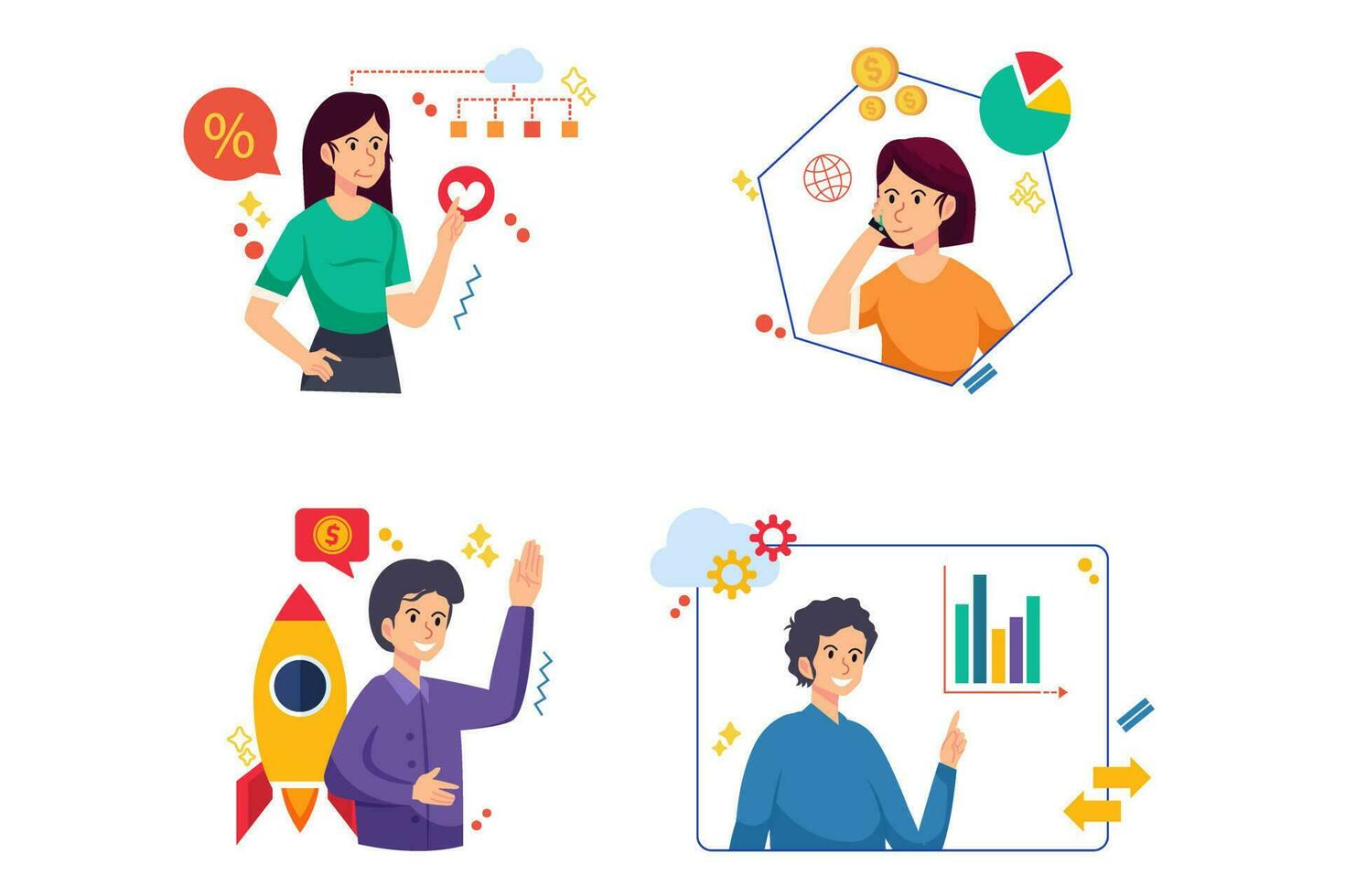 Digital Marketing Character Illustration Set vector