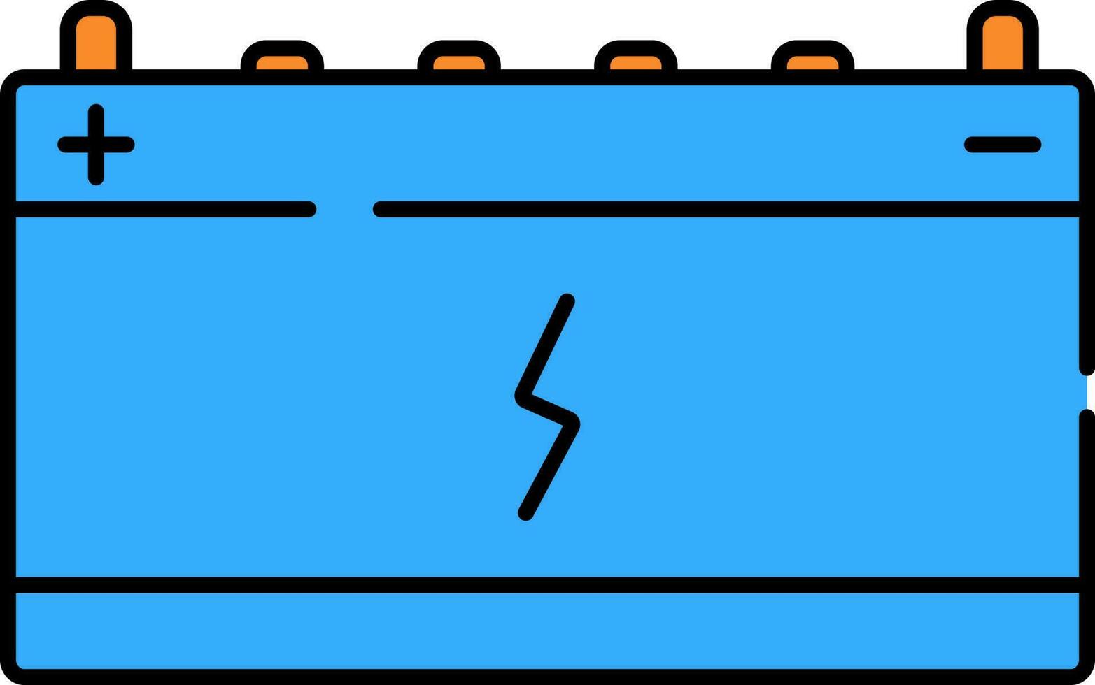 Inverter Or Car Battery Icon In Black Line Art. vector