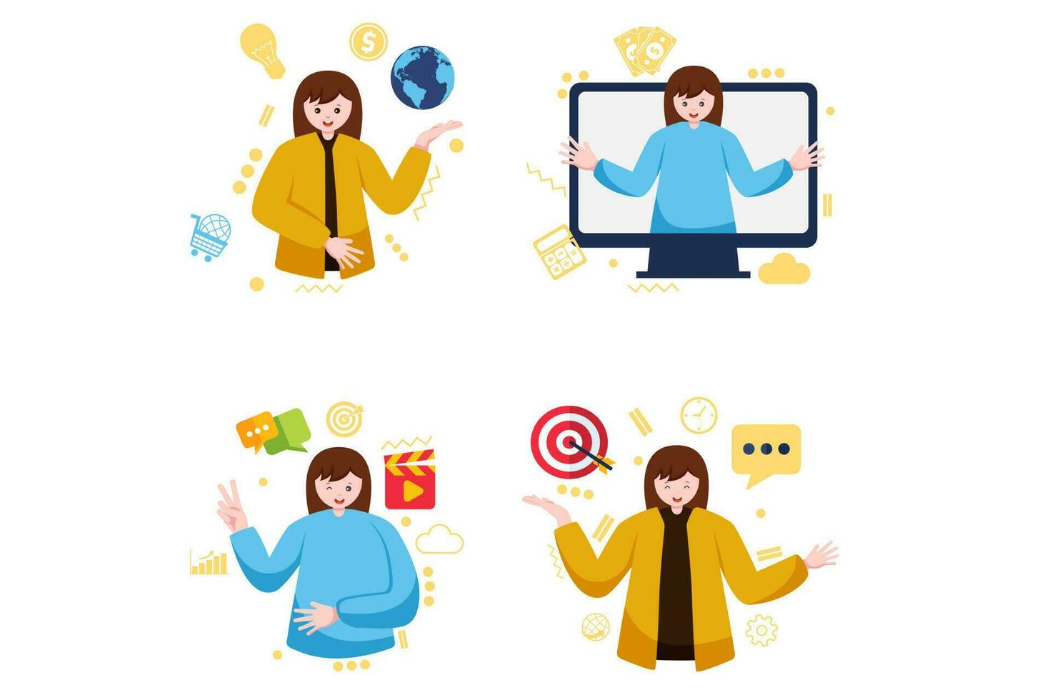 Digital Marketing Character Illustration Set vector
