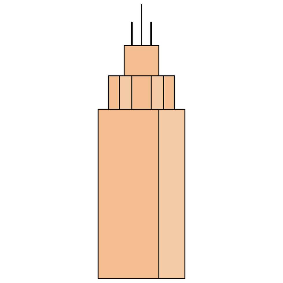 Skyscraper Building Icon In Pastel Orange Color. vector