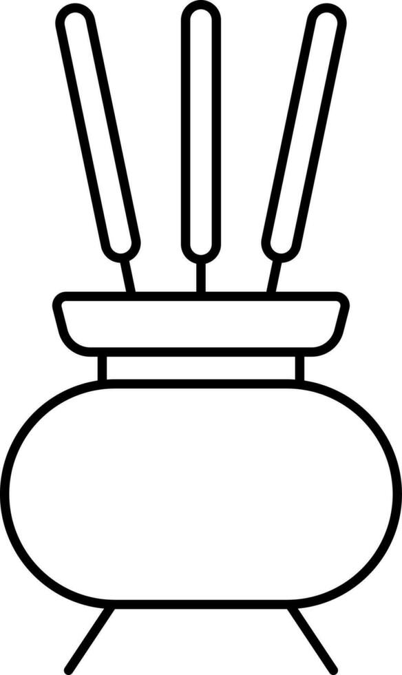 Incense Stick With Stand Icon In Black Outline. vector
