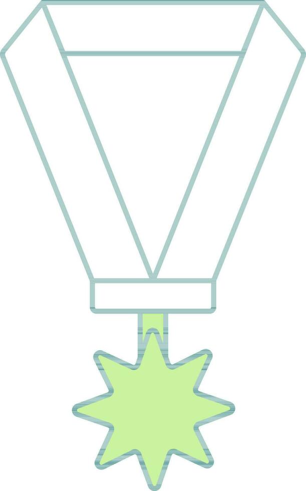 Green And White Color Medal Icon In Flat Style. vector