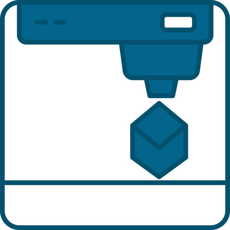 3D Printer Icon In Blue And White Color. vector