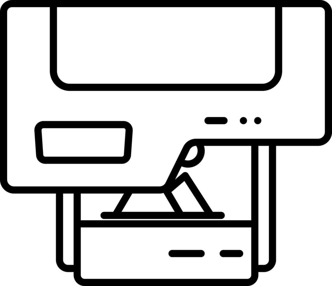 Top View Printer Icon In Black Outline. vector