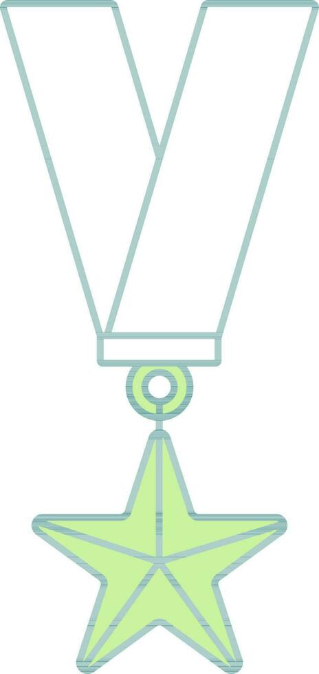 Star Medal Icon In Green And White Color. vector