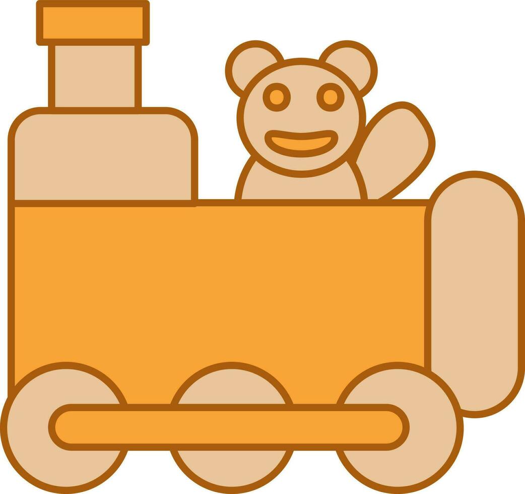 Toy Train Icon In Orange Color. vector