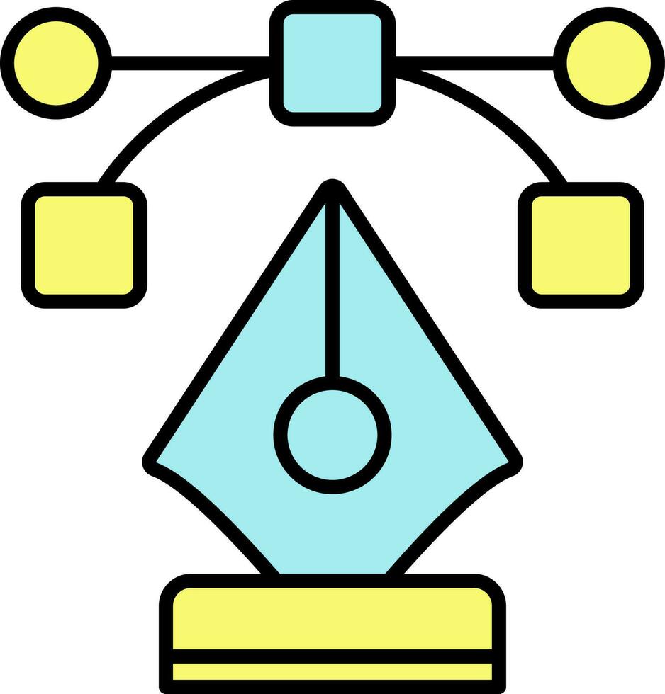 bolígrafo herramienta icono en azul y amarillo color. vector