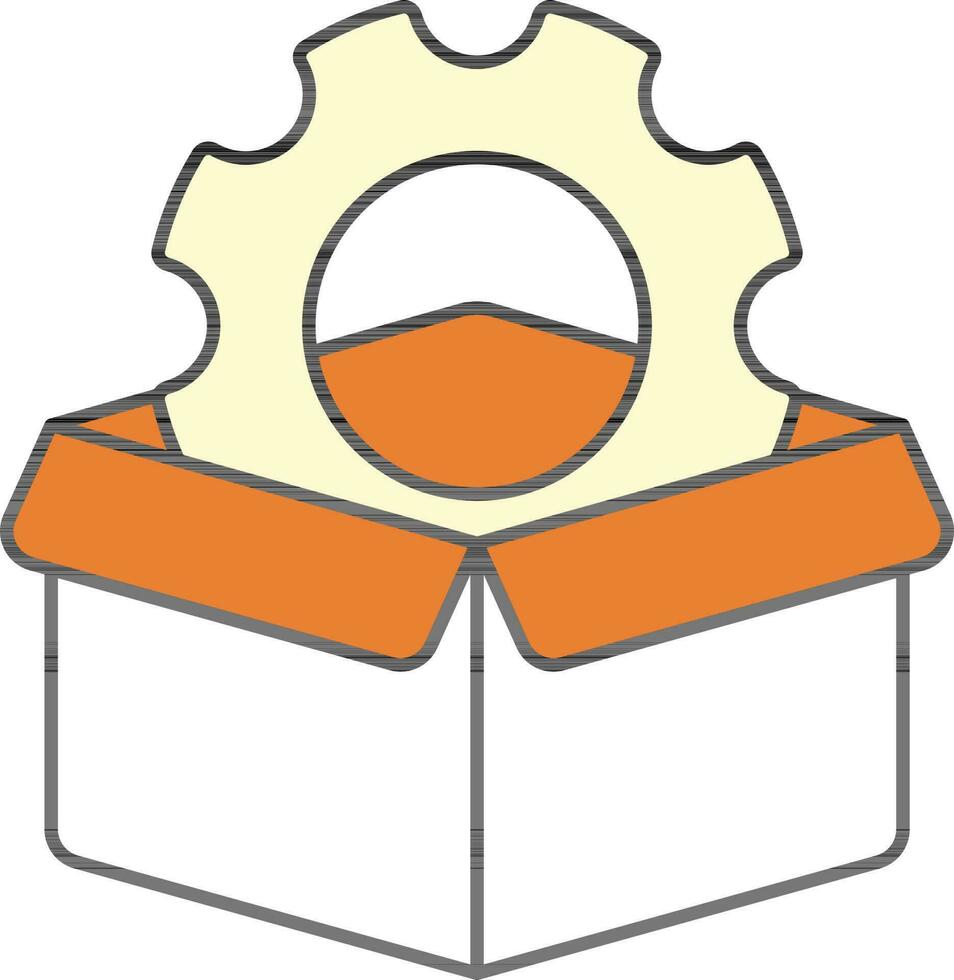 Flat Style Cogwheel In Box Colorful Icon. vector