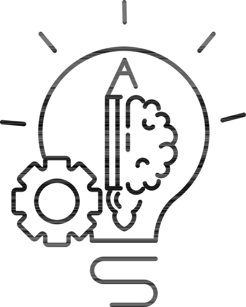 Idea Innovation Management Icon In Black Line Art. vector