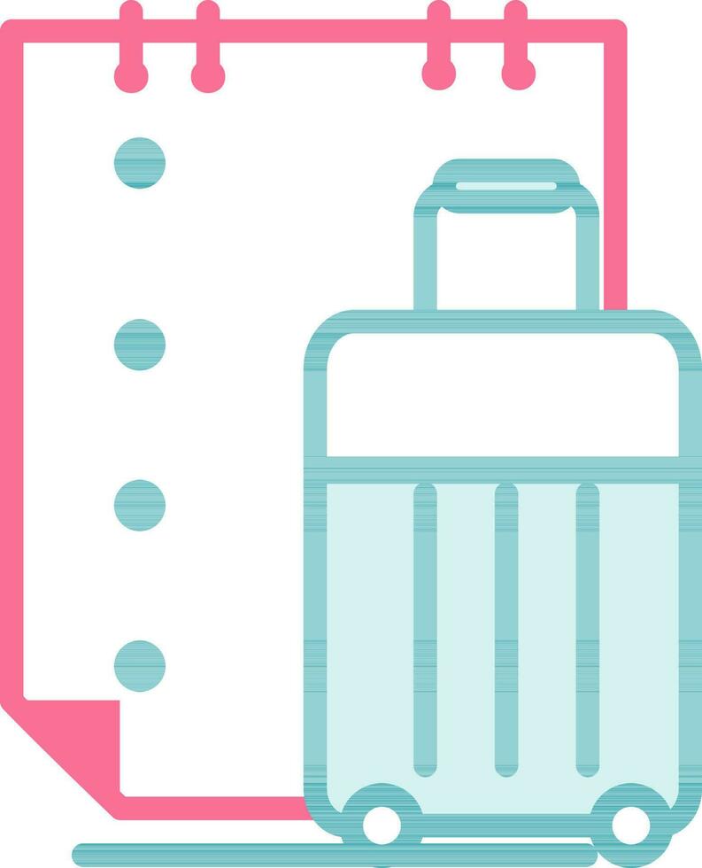 Bag List Flat Icon In Teal And Red Color. vector