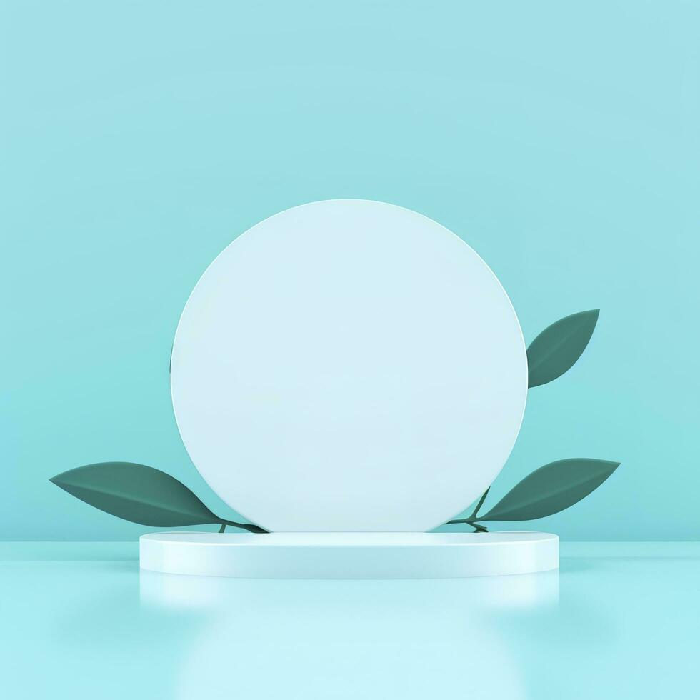 Minimal background. podium and blue background for product presentation. 3d rendering illustration. Luxury podium for product presentation 3d render, generate ai photo