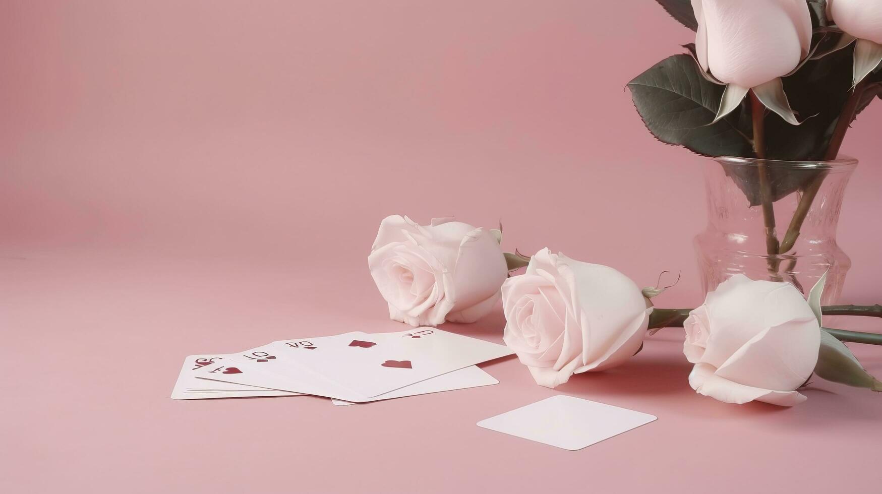 Blank circular platform for product presentation with paper roses on pink background copy space vertical photo, generate ai photo