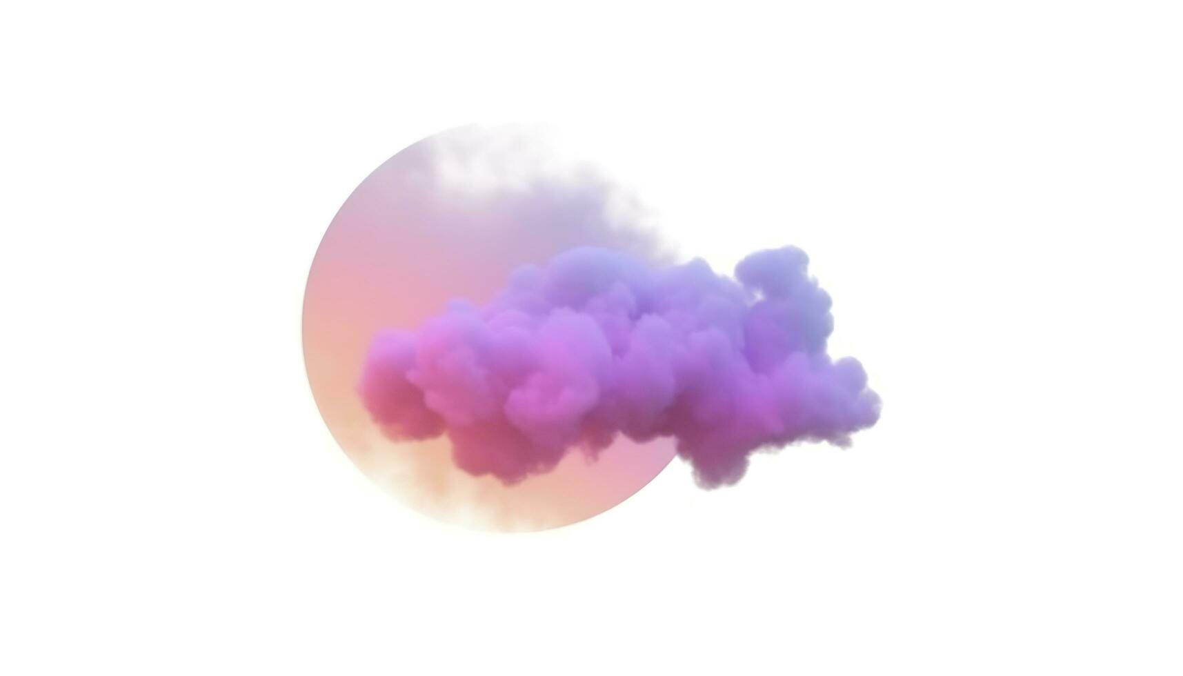 3d render, glowing colorful soft cloud isolated on white background. Fluffy cumulus atmosphere phenomenon. Realistic sky clip art element, generate ai photo