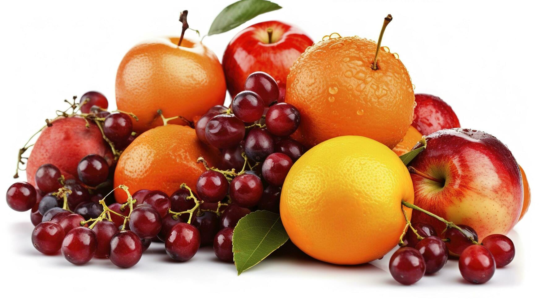 Ripe fruits isolated on white background, generate ai photo