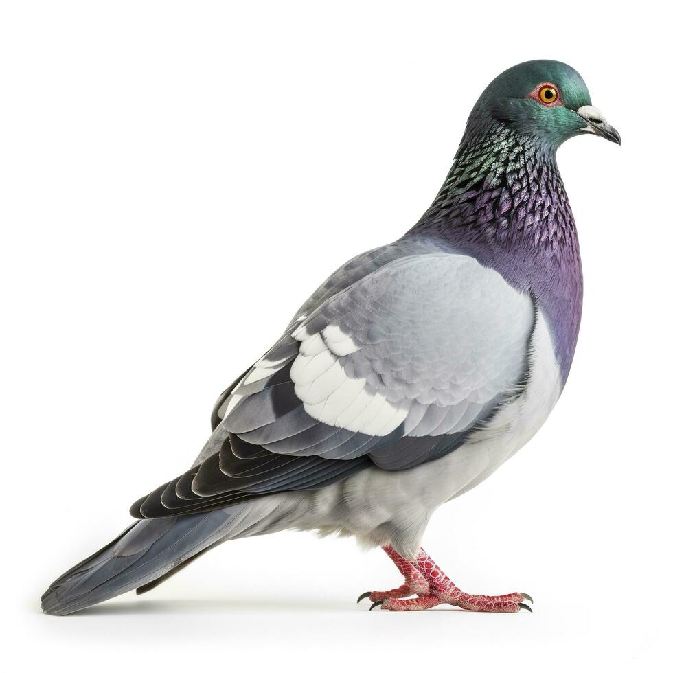 Pigeon isolated on white background, generate ai photo
