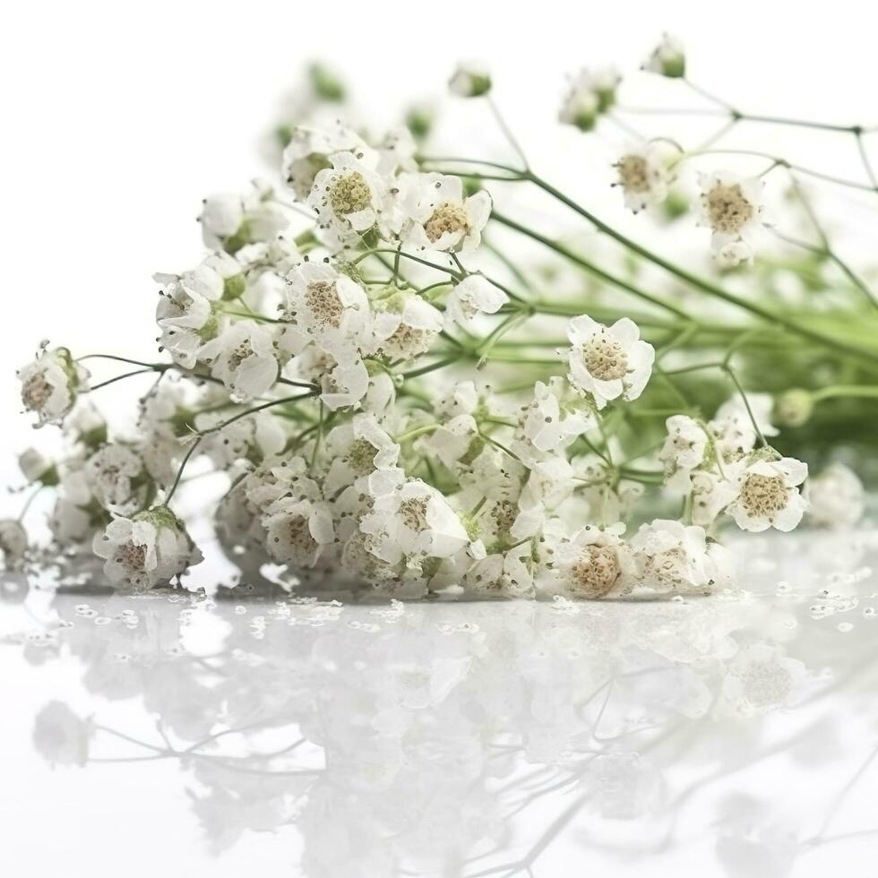 Gypsophila flowers isolated on white background, generate ai photo
