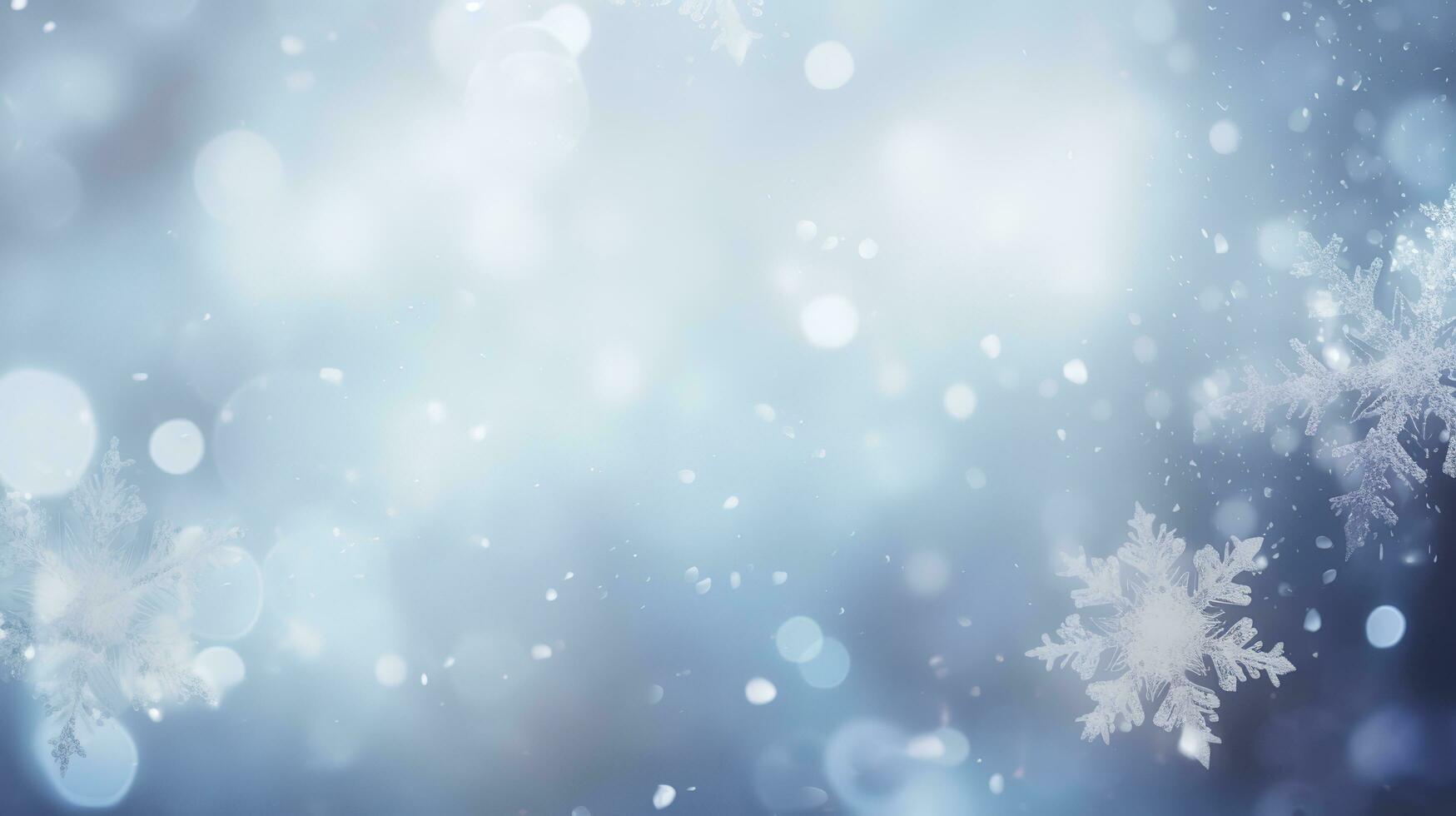 unfocussed winter background with snowflakes, generate ai photo