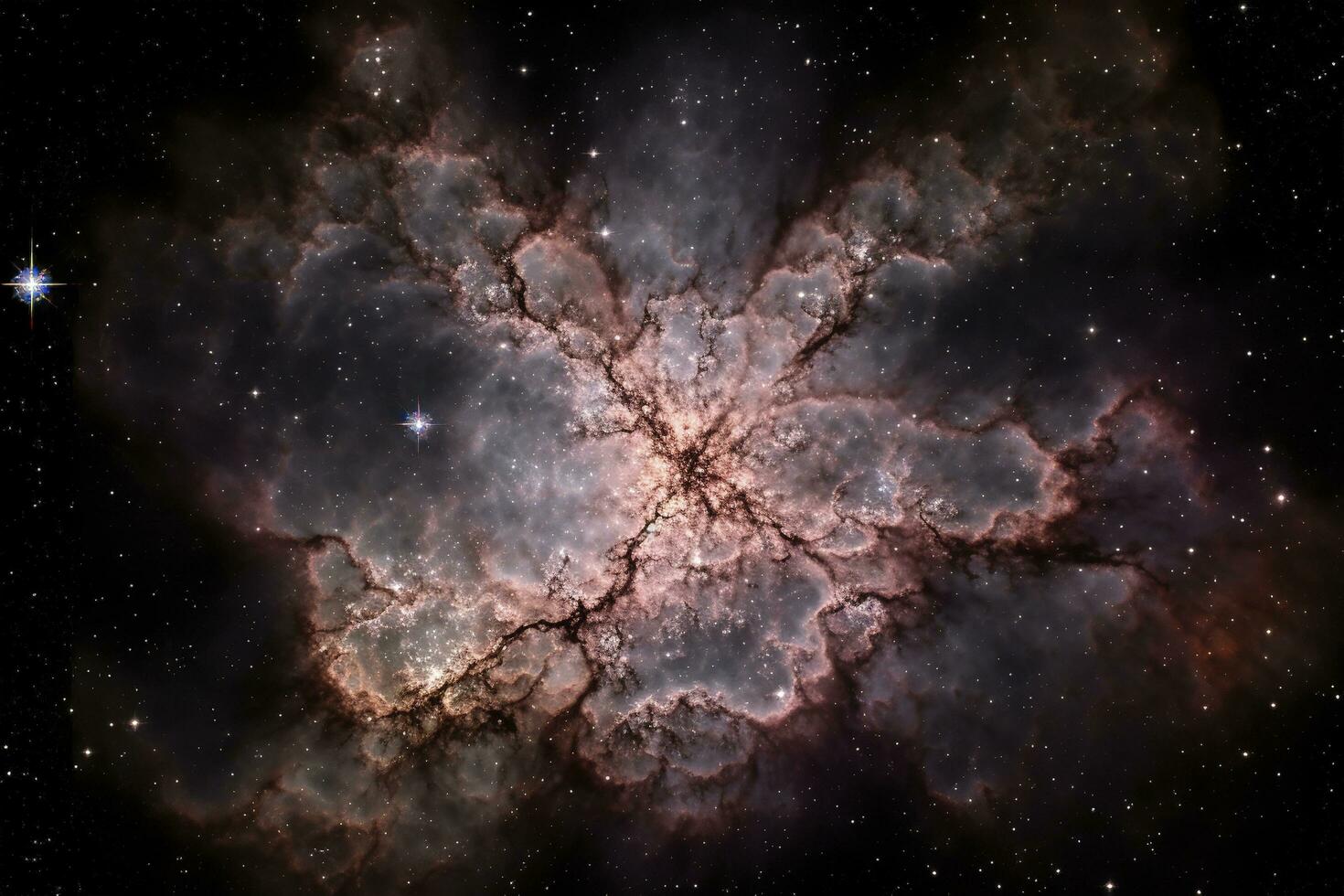 Photographing the Tarantula Nebula, a massive star-forming region located in the Large Magellanic Cloud, a satellite galaxy of the Milky Way, generate ai photo