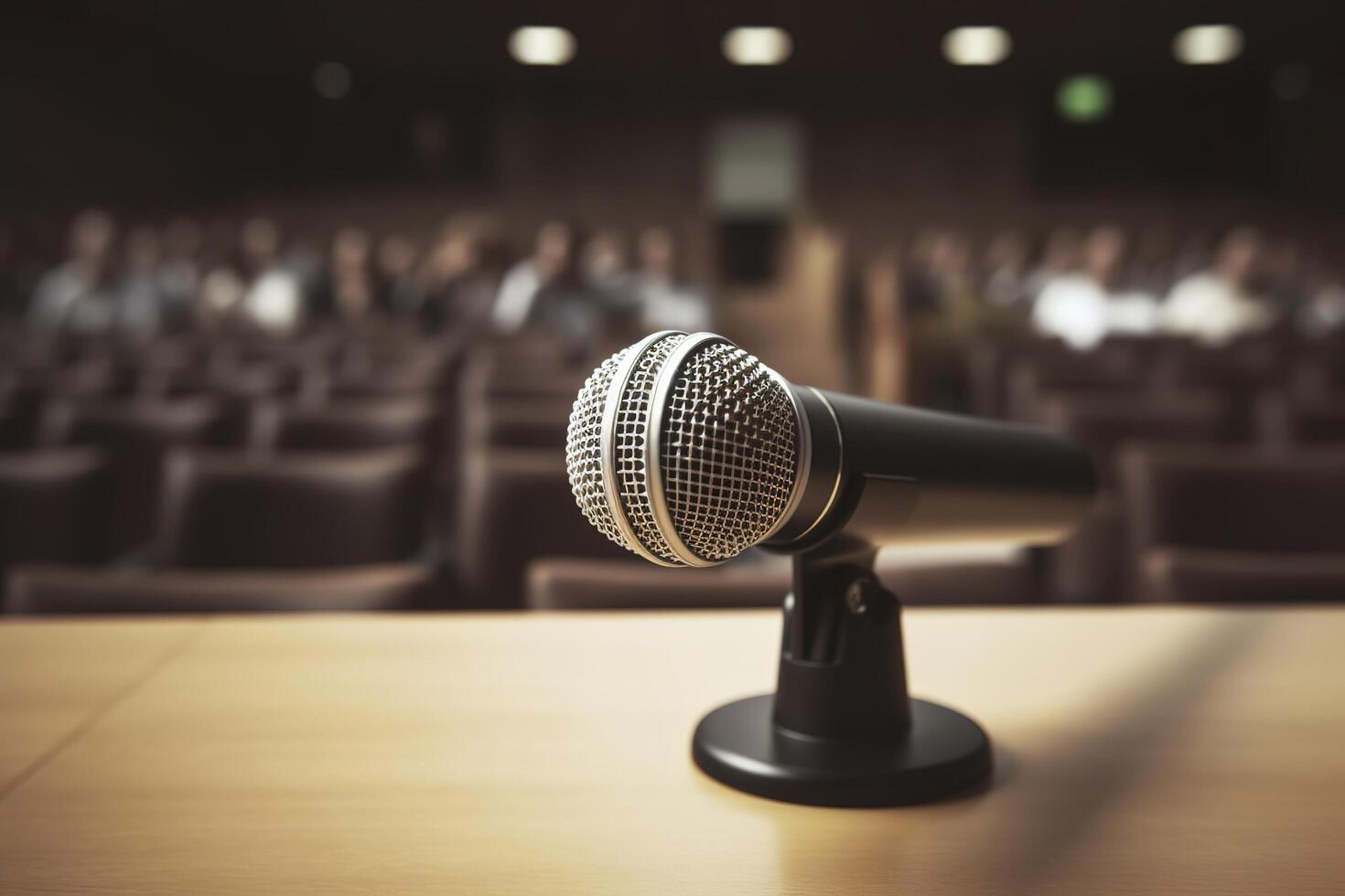 Microphone in Conference Seminar room , photo