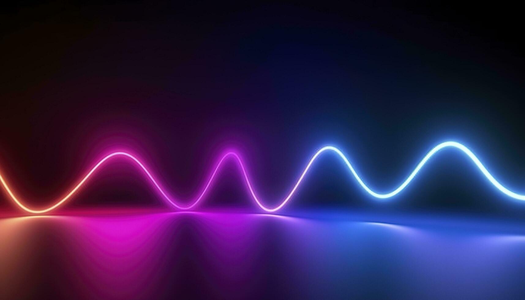 3d rendering, the abstract background of colorful neon wavy lines glowing in the dark. Modern simple wallpaper, generates ai photo