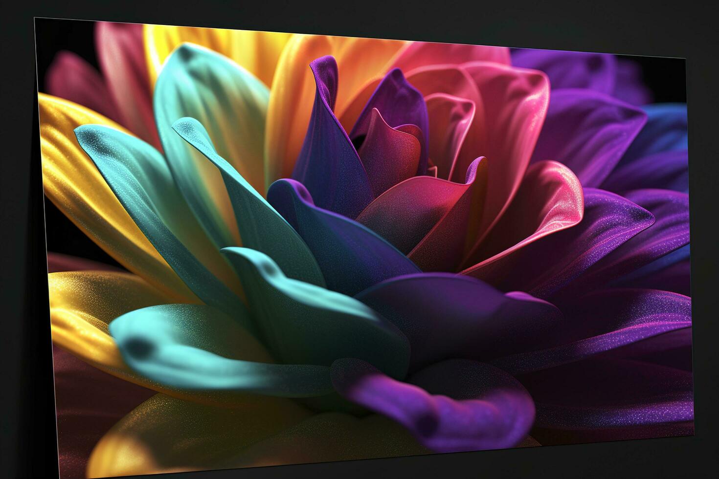 3d colorful flower. for canvas print interior wall decor, generate ai photo
