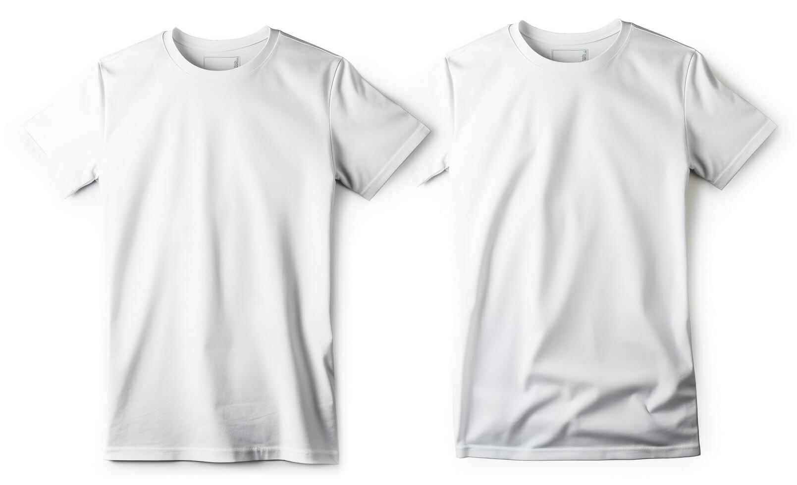 Men's white blank T-shirt, template, from two sides, isolated on white background, generate ai photo