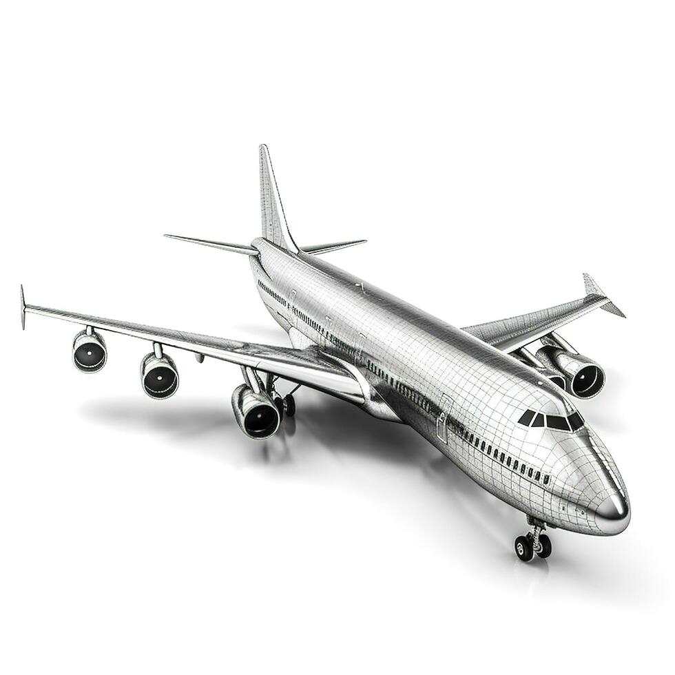 Airplane isolated on white background, generate ai photo