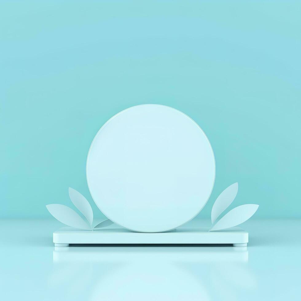 Minimal background. podium and blue background for product presentation. 3d rendering illustration. Luxury podium for product presentation 3d render, generate ai photo