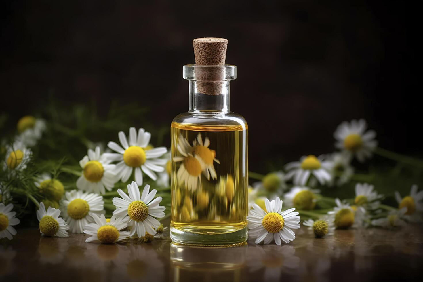 Herb essential oil aroma bootle and leaf , photo