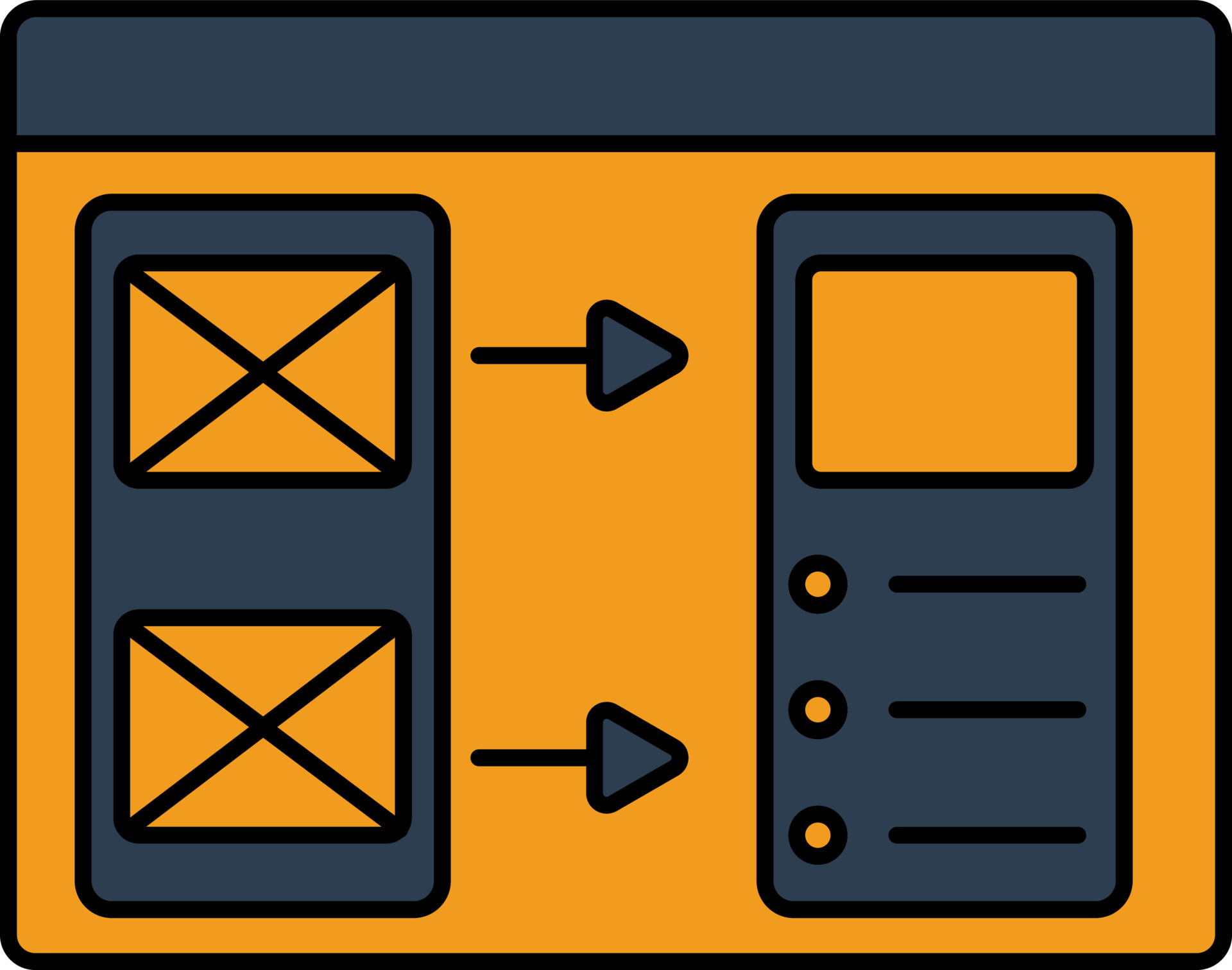Use Miro Mobile App Wireframe Blue and Orange Icon. 24445996 Vector Art ...